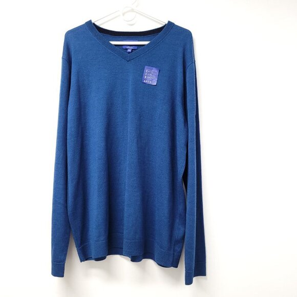 Apt 9 Mens Long Sleeve V Neck Sweater Size XXL Merino Wool Blend Pullover - Picture 1 of 7